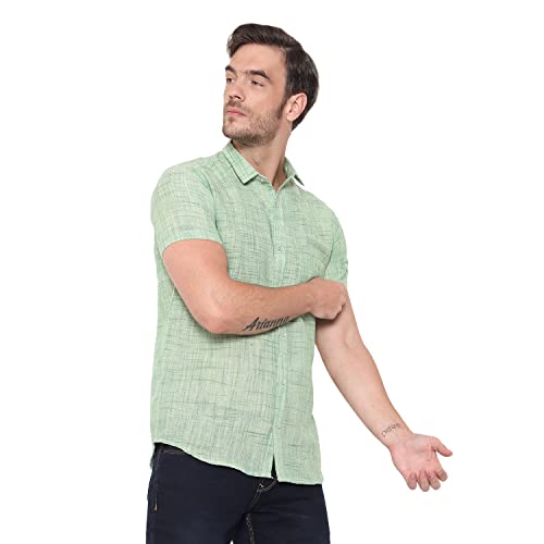 Image of LATEST CHIKAN Men's Cotton Blend Textured Half Sleeves Shirt
