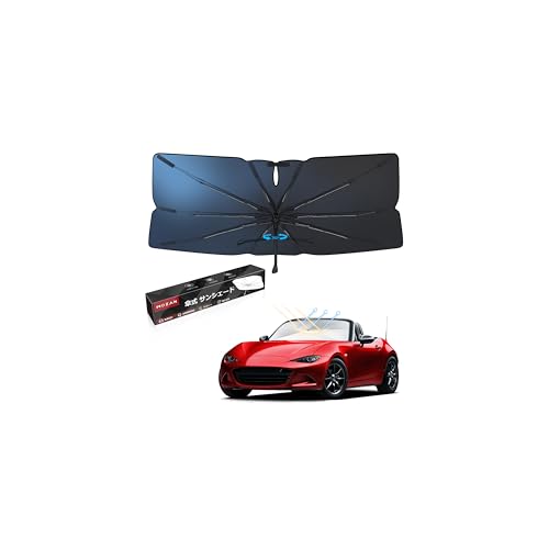 【メーカー直営】【2026改良型】Mozan マツダ ロードスター ND系 専用 傘型 サンシェード ロードスターRF MX-5 フロントガラス シェード パラソル 傘式 日よけ UVカット 10本骨 ガラス繊維 360°回転可能 傘柄が曲がる 日差しカット 遮光 断熱 車中泊 プライバシー保護 ワンタッチ収納 専用設計 収納袋付き 取付簡単 内装パーツ
