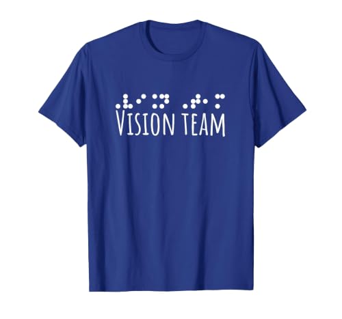 Vision Team PVI Visual Braille Unisex Men Women School T-Shirt, Men, Royal Blue, 3X-Large
