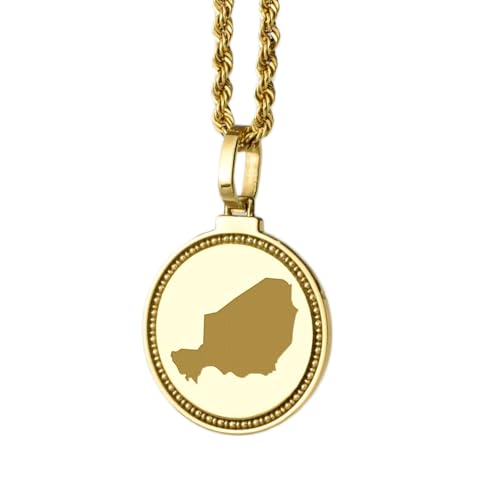 Pendentif carte du Niger argent doré bijou de voyage mixte