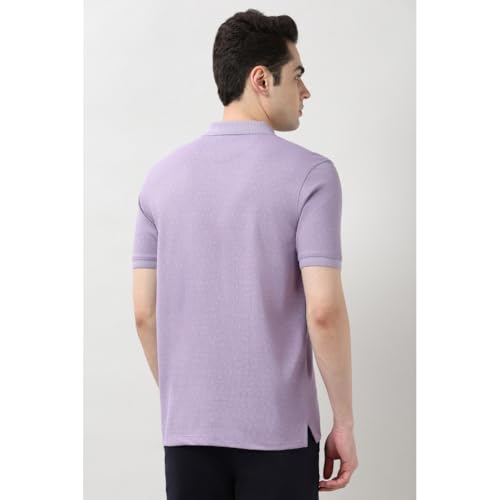 Image of Peter England Men's Cotton Maze Geometric Print Polo T-Shirt - Casual Wear | Modern & Stylish