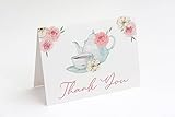 The Invite Lady Tea Cup Thank You Cards Bridal Shower Floral English Party Note Cards With Envelopes (24 count)
