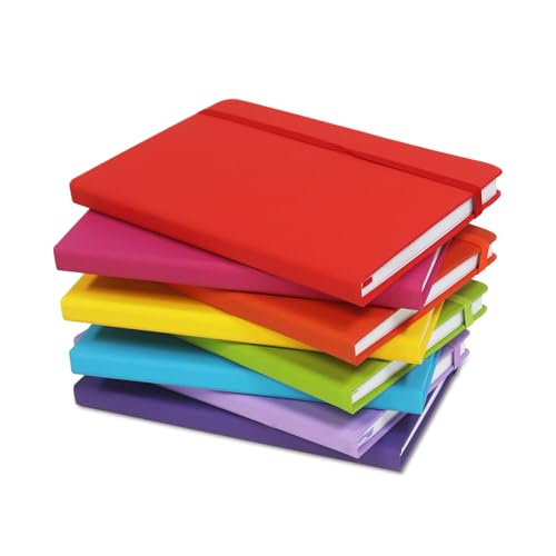 KODAPAGE Cuaderno Rayado A5 Cuaderno de Viaje de Tapa Dura, Classic Libreta de piel vegana, Diario Premium Lineas de notas con Bucle de Lápiz y Bolsillo, 240 páginas, Pack de 8 (21 x 14 cm)