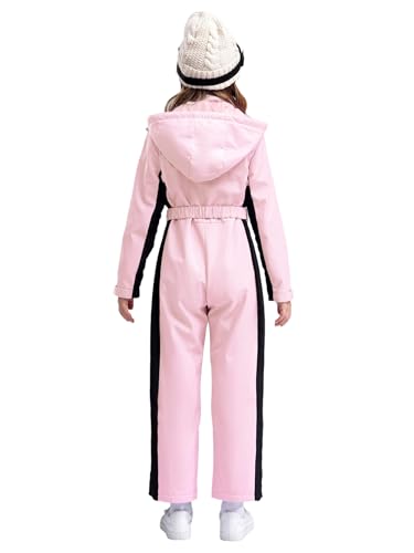 Kids Winter Hooded Ski Suits Boy's Girl's Waterproof Snowsuits with Belt One Piece Snowboard Jumpsuits Jacket2