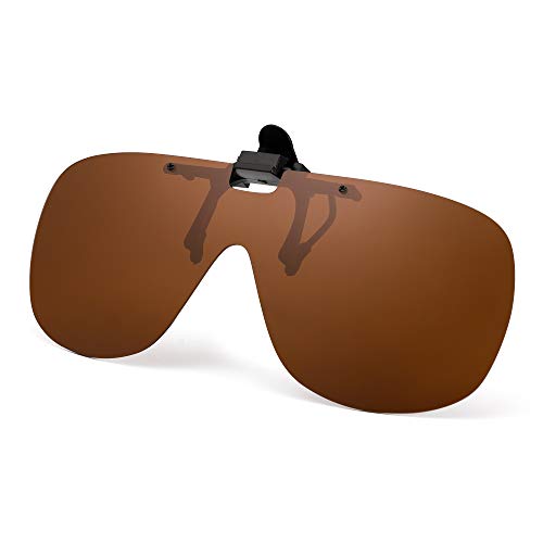 Image of JM Polarized Clip on Sunglasses Frameless Flip Up One Piece Shield Lens for Prescription Glasses