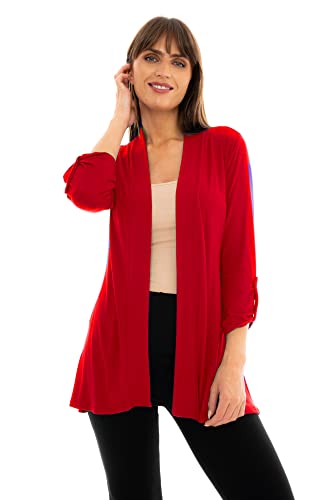 Image of Loxdonz Women's Open Front Cardigans Casual 3 /4 Sleeve Cardigan Soft Lightweight Top