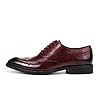 Men's Business Oxford Brogues Formal Leather Low Top Shoes Lace Up Dress Shoes,Burgundy,7 #1