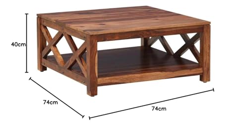 Image of Solid Sheesham Wooden Coffee Table for Home & Office | Centre Table for Living Room | Honey Finish