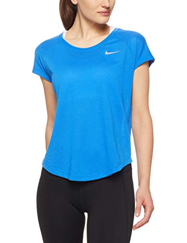 NIKE Tailwind Camiseta, Mujer, Azul SeÃƒ±al Y Plateado Reflectante, Small