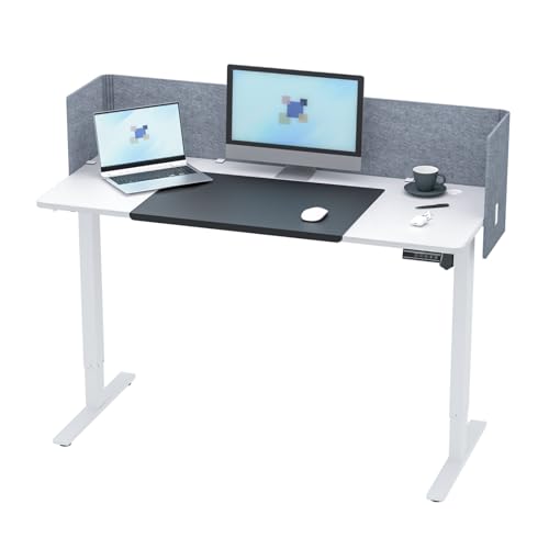 Image of 55 x 24 Whole-Piece Standing Desk+Privacy Panel+Desk Mat Set | Stable No Wobble Sit Stand Desk with Quiet Motor & Memory Presets,Height Adjustable 22-44 inch,One-Piece Desktop,for Home Office