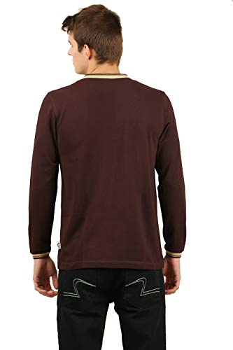 Image of Zebu Men's Full Sleeve Cotton Henley Neck Tshirt with bio wash (Pack of 1).