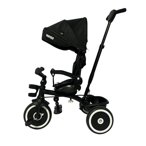 Triciclo Infantil Com Empurrador 2 em1 Waygo Preto Maxi Toys