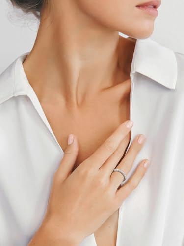 D Color VVS1 Clarity Moissanite Hand Setting Eternity Rings for Women, Solid 925 Sterling Silver Rhodium Finish, Stackable Ring, Wedding Birthday Valentines Anniversary Mothers Day Ideal Gift for Her2