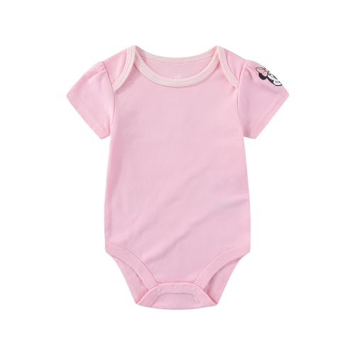 Disney Minnie Mouse Baby Girls French Terry Shortall Overalls T-Shirt and Hat 3-Piece Set for Infants3