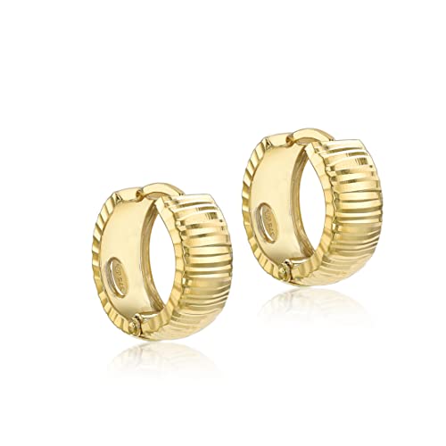 Boucles d'oreilles or jaune 9 carats créoles diamantées Carissima