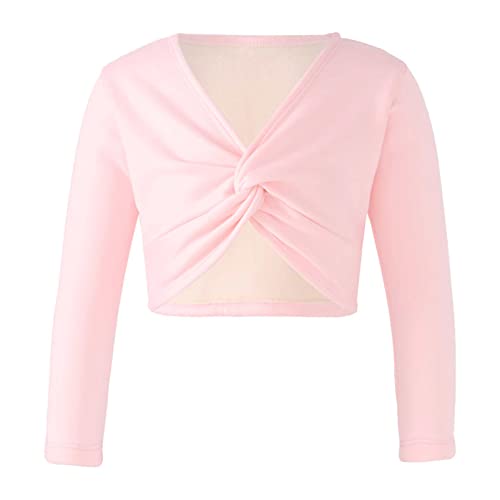 CHICTRY Girls Ballet Wrap Top Long Sleeve Knot Cardigan Sweater Pullover Crop Tops Dance Dress Cover Up