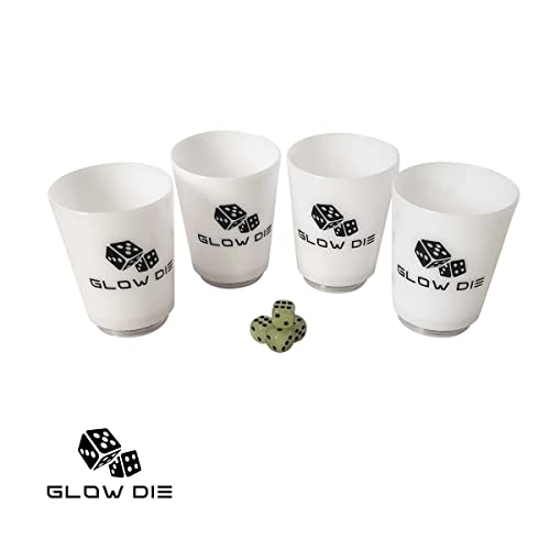 Glow Die - Glow In The Dark Beer Die Or Snappa Drinking Game Complete Set With 4 Battery Powered Color Changing Cups And 4 Rechargeable Glow In The Dark Dice (New 2022 Version) #TOP2