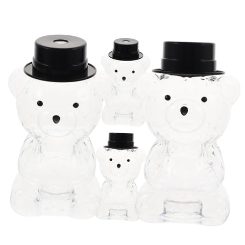 TEMPNAP 4個 クリエイティブなクマ型リユーザブル水筒 ジュース スムージー ミルク保存用 漏れ防止キャップ付き軽量ボトル 家族や友人への