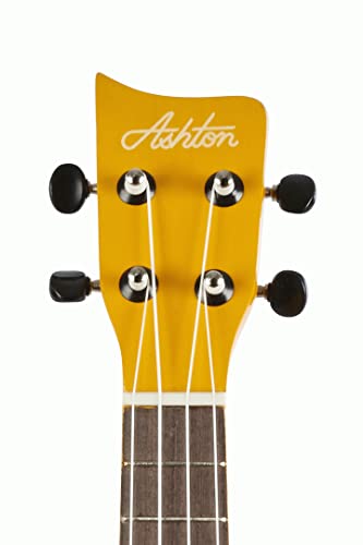 Ashton UKE110YL Ukulélé soprano avec sac (Jaune) - Les Beatles, Paul McCartney, John Lennon, RIngo Starr, George Harrison Ashton UKE110YL Ukulélé soprano avec sac (Jaune) – Image 3