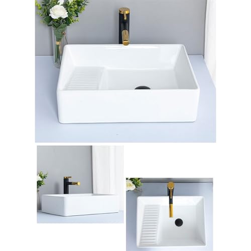 WOTZOV Waschbecken im modernen Stil, rechteckig, im europäischen Stil, Aufsatzwaschbecken, Handwaschbecken, Badezimmerwaschbecken mit Zubehör, Moderne Arbeitsplatte – Bild 4