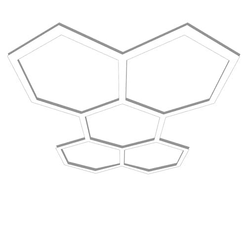 ガレージ用六角形LEDライト - 192W 六角形 LED ガレージライト、5000K 25650LM ハニカムライト、 LED ショップライト、車のディテールガレージ、ワークショップ、地下室、ジム、理髪店用