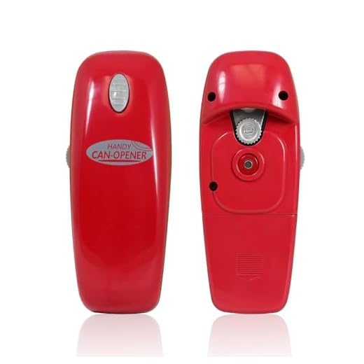 Hystrada Electric Can Opener - No Sharp Edge Handheld Can Opener - Battery Operated Can Opener - Easy One-Touch Operation Can Opener - Automatic Can Opener Works on All Types of Cans (Red)