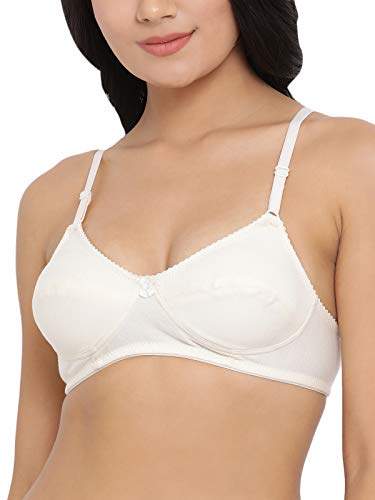 Image of Clovia Women's Cotton Spandex Solid Non-Padded Full Cup Wire Free Everyday Bra in Beige