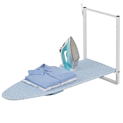 KINGBOARD Wall Mounted Ironing Board with Iron Holder, Compact Ironing Board for Small Spaces...