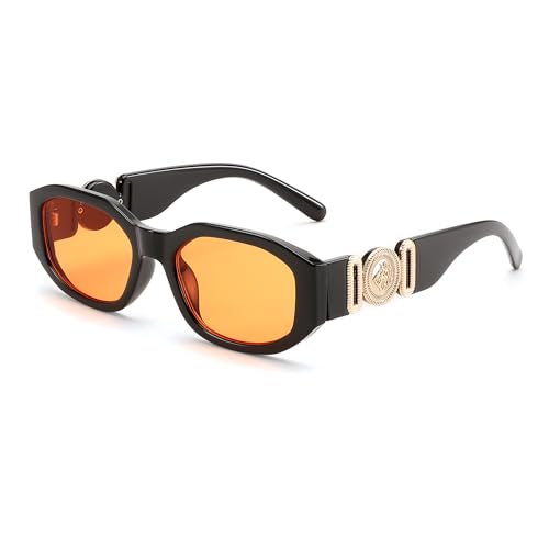 Image of FEISEDY Retro Trendy Rectangle Sunglasses Women Men Narrow Shades B2322 | |Vintage Shades |UV400 Protection |Blocks Glare |Women & Men |Comes With A Storage Case