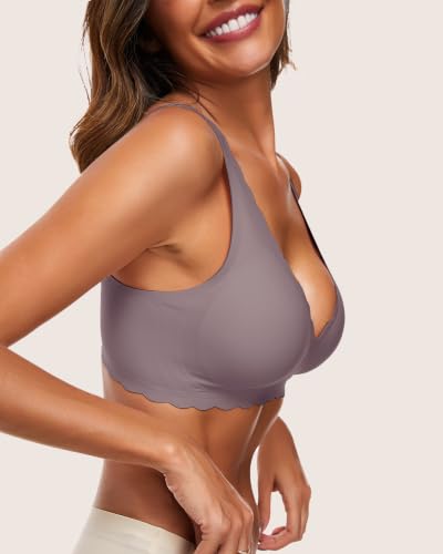 Image of Deep V Petal Bras for Women No Underwire Soft Wireless Bras Comfort Seamless Bralettes with Extender