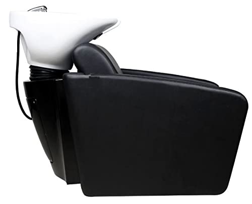 Lavacabezas Dark con cerámica blanca espuma de alta densidad y tapizado en polipiel. Inclinación de respaldo perfecta para adaptación de la cabeza en la cerámica, Negro