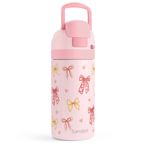 Image of Bow Kids Insulated Stainless Steel Water Bottle 16 Oz, Travel Tumbler for School, Sports for Girls, Birthday, Back To School