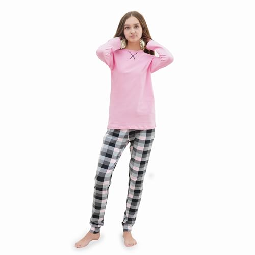 LOREZA ® Mädchen Pyjama Baumwolle Set Zweiteiliger Schlafanzug (152-158 (12-13 Jahre), Modell 5)