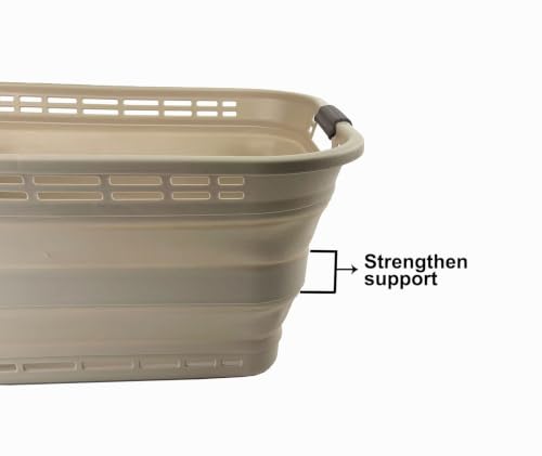 Image of SAMMART 42L (11 gallons) Collapsible Plastic Laundry Basket - Portable Pop Up Storage Container /Organizer - Portable Hamper - Space Saving Easy Storage (Apricot /Brown (Set of 2))