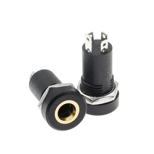 Conectores Jack de 3,5 mm PJ-392A negros para chasis, montaje en panel de 4 polos con tuercas 2