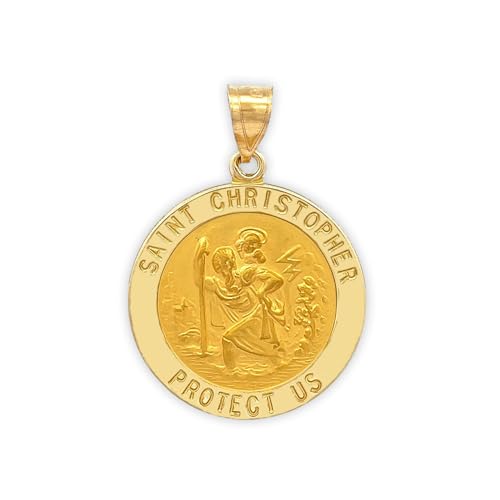 RP Real 14K Gold Saint Christopher Pendant for Men or Women with Premium Jewelry Box Authentic Heirloom Quality 14K Yellow Gold St Christopher Medal Pendant for Necklace Durable Anti-Tarnish Piece Handcrafted in the USA 0.87 inches