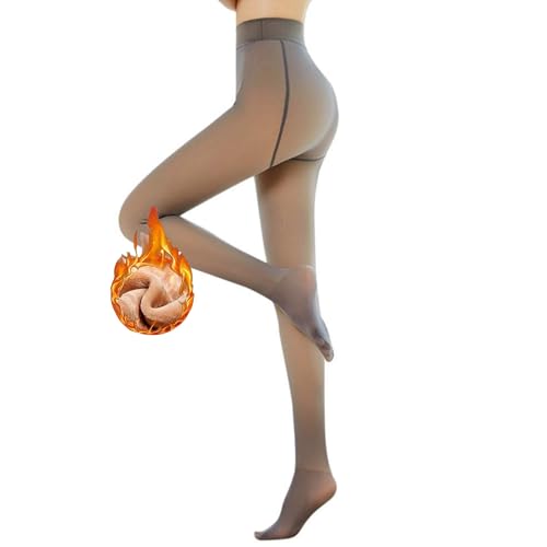 Rayson Medias Termicas Transparente para Mujer Invierno 300g Forro Polar Panty Termico Efecto Piel Talla Grand Gruesa Media Calzas con Pelo por Dentro(Café,S-M)