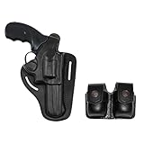 Koltster ALIS30538 2 Slot Pancake Leather Holster Thumb Break RH & Double Speedloader Case Fits 357