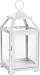 Hosley's 12" High Clear Glass & Iron, Classic Style Lantern. WHITE. Ideal Gift for festivities, parties, weddings, aromatherapy and spa settings. Bulk Buy