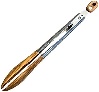 Salt & York - Wooden Tongs - Salad Tongs - 9 Inch Tongs - Set of 1 (Olive)