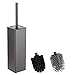 bgl WC-Bürste und Halter, Silikon WC-Bürstenhalter 2 Bürstenköpfe, Aluminium Quadratische Klobürste für Badezimmer Reinigung, WC-Bürsten (Grau)