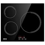 Ciarra Placa de Inducción 3 Fuegos CABBIH3-E Inducción 3 Zonas Máximo 6000W con 9 Niveles de Potencia, Control Táctil, Bloqueo de Seguridad Temporizador