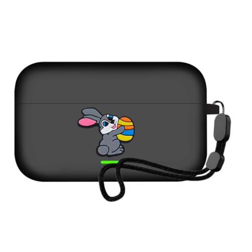 Image of Anvique Silicone Case Cover for Realme Buds T500 Pro, Shockproof Protective Earbuds Cover with Keychain Hook, Anti-Scratch Soft Silicone Skin, Full Body Protection Case (Rabbit Lanyard)