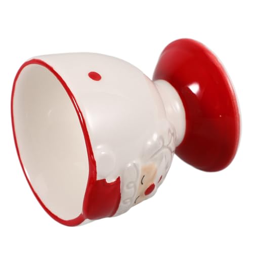 PRETYZOOM Christmas Egg Cup Holder Ceramic Boiled Egg Stand with Cartoon Design for Breakfast Decor and Holiday Celebrations and Impact Resistant