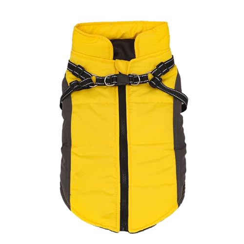 ICOUCHI ふわふわ ダウンベスト風ジャケット 冬用 犬洋服 裏ボア ドッグウェア パーカー ハーネス付き 小型犬 中型犬 大型犬 厚い コート 防寒 暖かい 保温 綿服アウター お出かけ 散歩