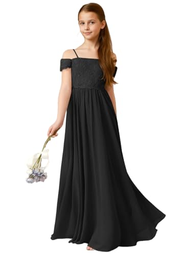 Off Shoulder Junior Bridesmaid Dress Chiffon Flower Girl Dresses for Wedding Princess Gowns for Teen Girls