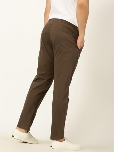 Image of Thomas Scott Men's | Solid | Light Weight | Breathable Fabric | Elasticated Waist | Mid Rise | Regular Fit | Cotton Blend | Drawstring | Chino Trouser | Pants