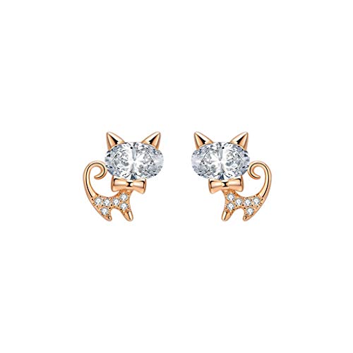 Pendientes de Mujer Cat Pendientes Mujer Sencilla y compacta de Plata de Ley Pendientes de Aire frío de la joyería del oído Temperamento de la Personalidad para Regalos de cumpleaños/Fiesta/Navida