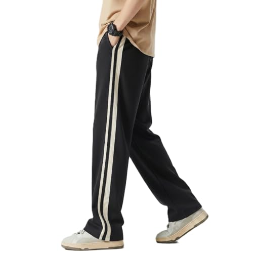 Image of Men's Lycra Loose Fit Track Pants | 4-Way Stretchable Side Stripe Joggers | Comfort Casual Relaxed Lower for Gym, Sports & Streetwear |