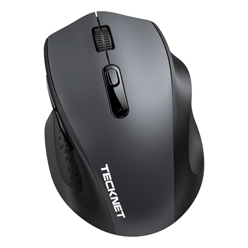 Image of TECKNET Wireless Mouse for Laptop, Dual-Mode Bluetooth Wireless Mouse | (BT5.2 /3.0 & 2.4G) Connection, Ergonomic Design, 5-Level DPI, Silent Click, Compatible with Laptop /PC /Windows /Chromebook